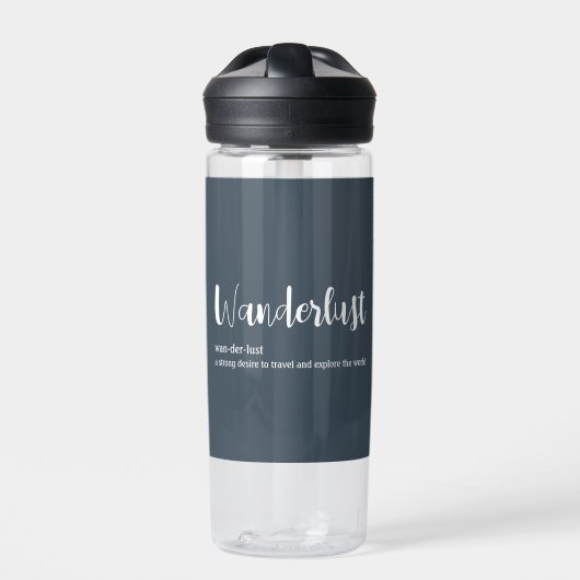 Wanderlust-Definition weiß, grau Trinkflasche (Vorderseite)