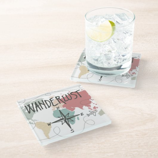 Wanderlust Glasuntersetzer (Schrägansicht)