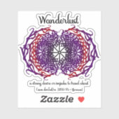Wanderlust Grafik Text Art Mandala + Word Bedeutun Aufkleber (Blatt)