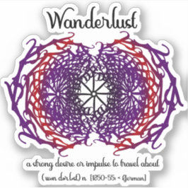 Wanderlust Grafik Text Art Mandala + Word Bedeutun Aufkleber