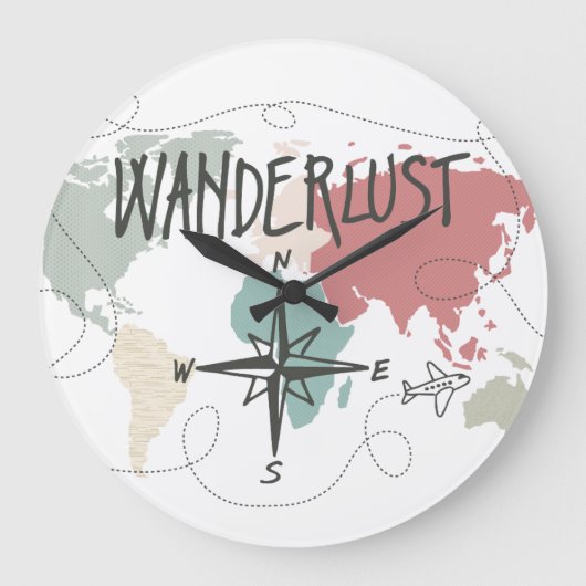 Wanderlust Große Wanduhr (Vorderseite)