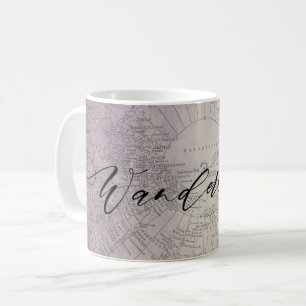 Wanderlust Lila Ombre-Wasserfarben-Abenteuerkarte Kaffeetasse