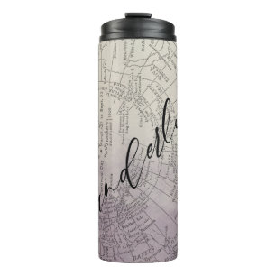 Wanderlust Lila Ombre-Wasserfarben-Abenteuerkarte Thermosbecher