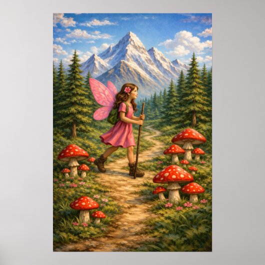 Wanderlust Mountain Fairy Hiker Fairycore Mushroom Poster (Vorne)