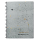 Wanderlust Name Flugzeug Light Gray Gold Travel Notizblock (Vorderseite)