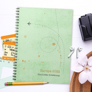 Wanderlust Name Flugzeug Sage Minze Gold Travel Notizblock