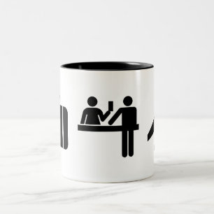 "Wanderlust-" Piktogramm-Tasse Zweifarbige Tasse