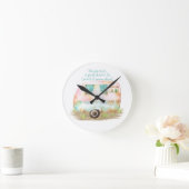 Wanderlust Quote Retro Camper Caravan Runde Wanduhr (Zuhause)