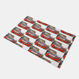 Wanderlust Red London Bus Ride Traveller Funky Fun Fußmatte