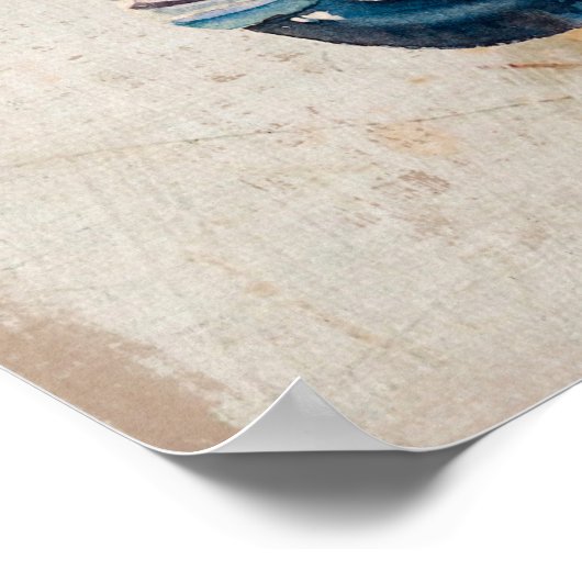 Wanderlust - Red Watercolor Moped Poster (Ecke)