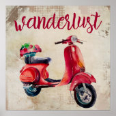 Wanderlust - Red Watercolor Moped Poster (Vorne)