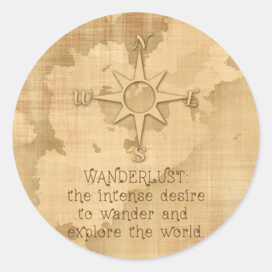 "Wanderlust.." Reisekostenvoranschlag für Vintages Runder Aufkleber (Vorderseite)