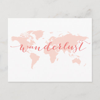 Wanderlust, Reisewunsch, Weltkarte Postkarte