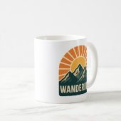 Wanderlust Retro Blue Mountain Sunrise Nature Art Kaffeetasse (VorderseiteRechts)