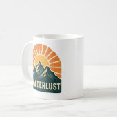 Wanderlust Retro Blue Mountain Sunrise Nature Art Kaffeetasse (Vorderseite Links)