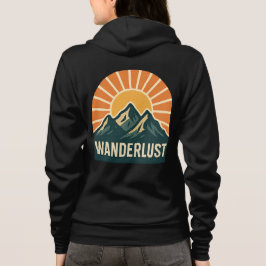 Wanderlust Retro Blue Mountain Sunrise Outdoor Sun Hoodie