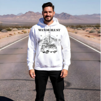 Wanderlust Retro Camper Van & Bergkompass-Ske Hoodie