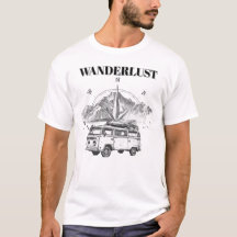 Wanderlust Retro Camper Van & Bergkompass-Ske