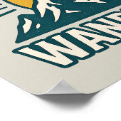 Wanderlust Retro Teal Mountain Sunrise Hiking Art Poster (Ecke)