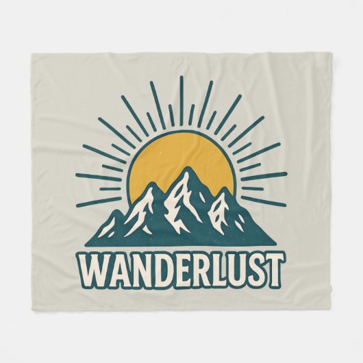 Wanderlust Retro Teal Mountain Sunrise | Hiking Fleecedecke (Vorderseite (Horizontal))