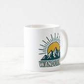 Wanderlust Retro Teal Mountain Sunrise | Hiking Kaffeetasse (VorderseiteRechts)