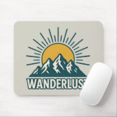 Wanderlust Retro Teal Mountain Sunrise | Hiking Mousepad (Mit Mouse)