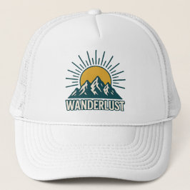 Wanderlust Retro Teal Mountain Sunrise | Hiking Truckerkappe