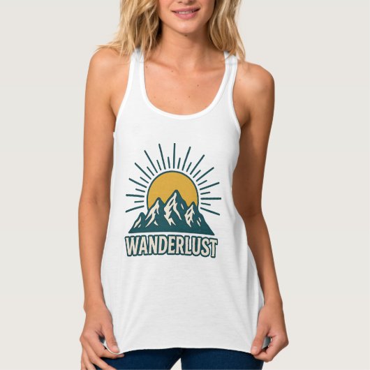 Wanderlust Retro Türkis Berg Sonnenaufgang | Wande Tank Top (Vorderseite)