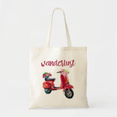 Wanderlust - Rote Wasserfarbe Moped mit Blume Tragetasche (Vorne)