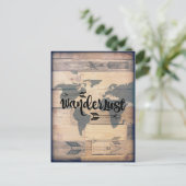 Wanderlust Rustic Wood Travel Postcard Postkarte (Stehend Vorderseite)