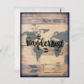 Wanderlust Rustic Wood Travel Postcard Postkarte (Vorne/Hinten)