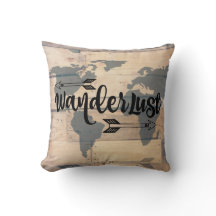 Wanderlust Rustik Holz Reisewurfkissen
