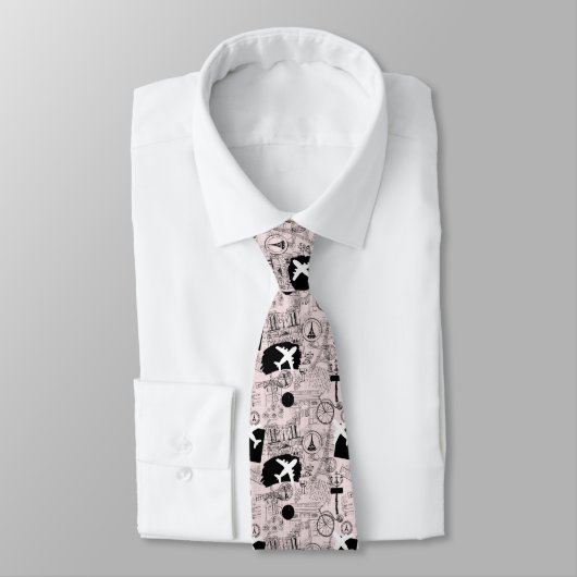 Wanderlust Travel Pattern Neck Tie Krawatte (Gebunden)