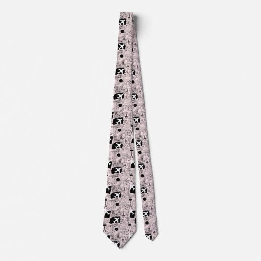 Wanderlust Travel Pattern Neck Tie Krawatte (Vorderseite)