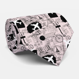 Wanderlust Travel Pattern Neck Tie Krawatte