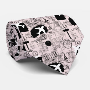 Wanderlust Travel Pattern Neck Tie Krawatte