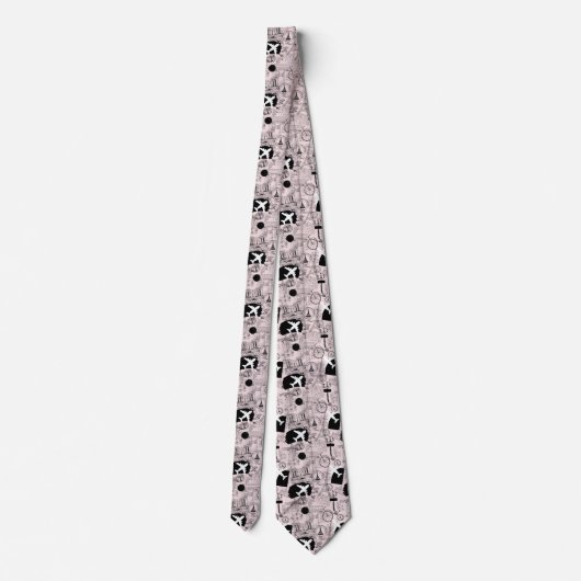 Wanderlust Travel Pattern Neck Tie Krawatte (Rückseite)