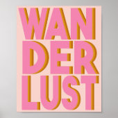 Wanderlust Typografy Wall Art Poster in Pink (Vorne)