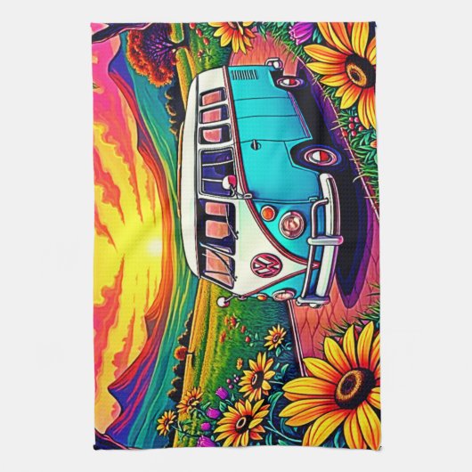 Wanderlust Van Sunset Art Geschirrtuch (Vertikal)