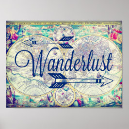 Wanderlust Vintage Karte Reiseplaner Wand Kunst