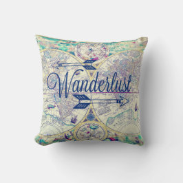 Wanderlust Vintage Karte Travel Throw Kissen
