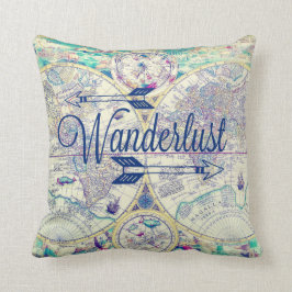 Wanderlust Vintage Karte Travel Throw Kissen