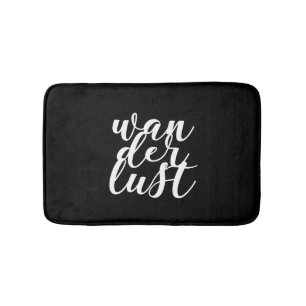 Wanderlust, weißer Schriftart Badematte