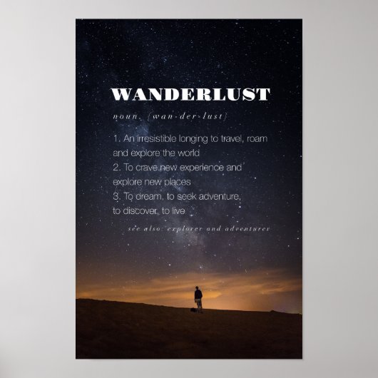 Wanderlust Word Definition Travel Poster (Vorne)