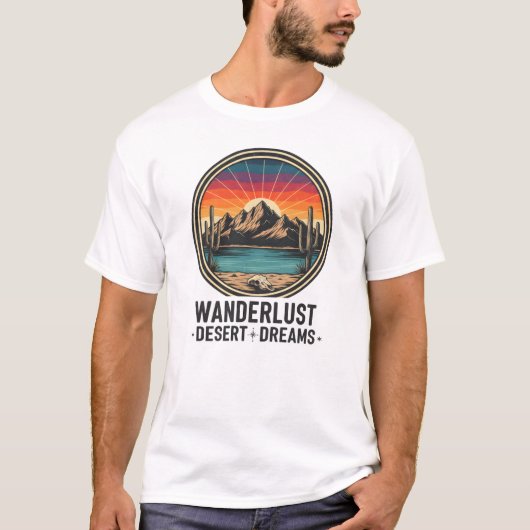 Wanderlust Wüsten Träume Retro Sunset T-Shirt (Vorderseite)
