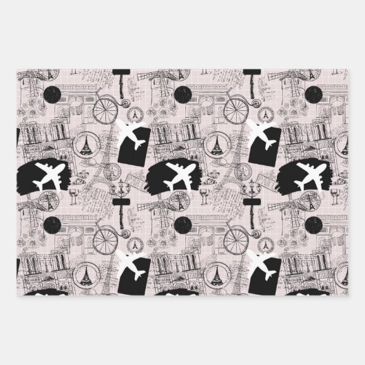 Wanderlustenmuster Geschenkpapier Set (Vorderseite)