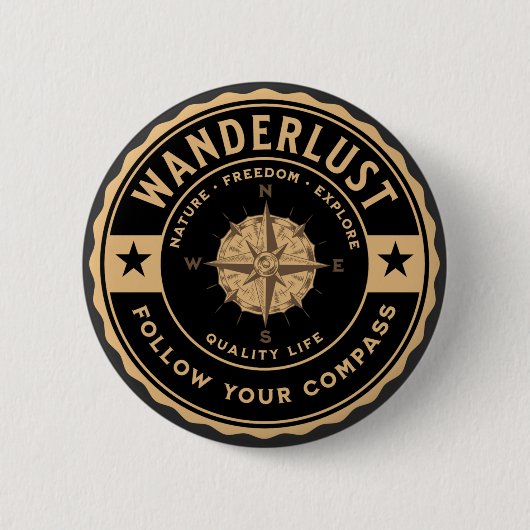 Wanderluststrasse Camping Wandern Button (Vorderseite)