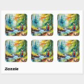 Wandermädchen Quadratischer Aufkleber (Blatt)