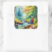 Wandermädchen Quadratischer Aufkleber (Tasche)