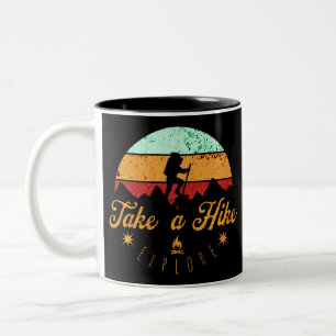 Wandern, Berge, Natur, Vintag Zweifarbige Tasse